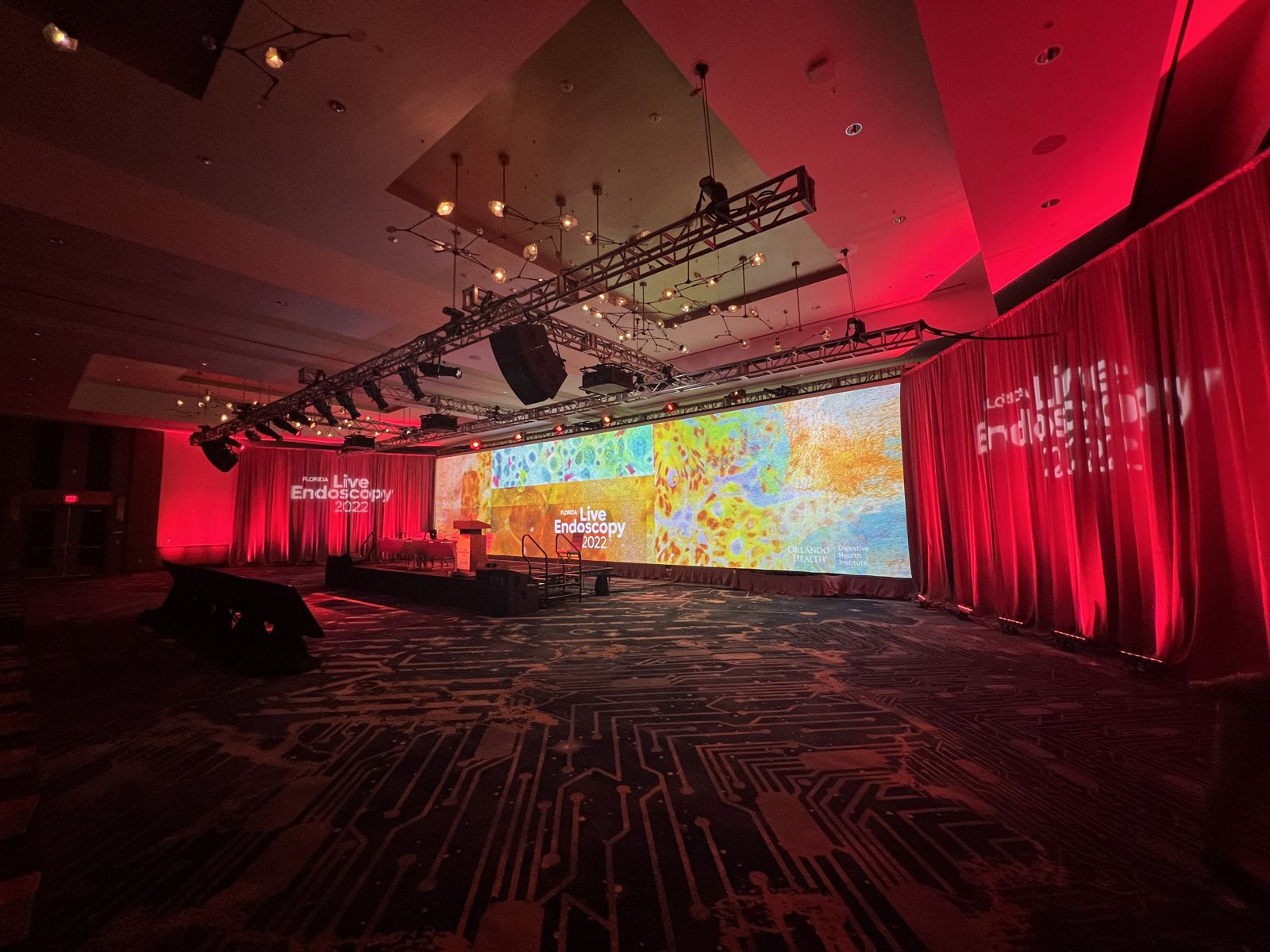 Widescreen projection blend with red environmental lighting